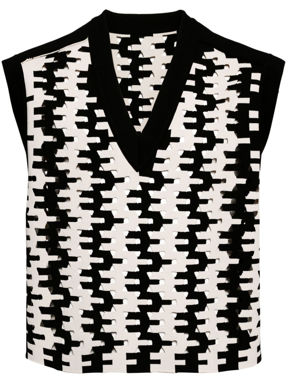 Geometric-pattern print vest - Black