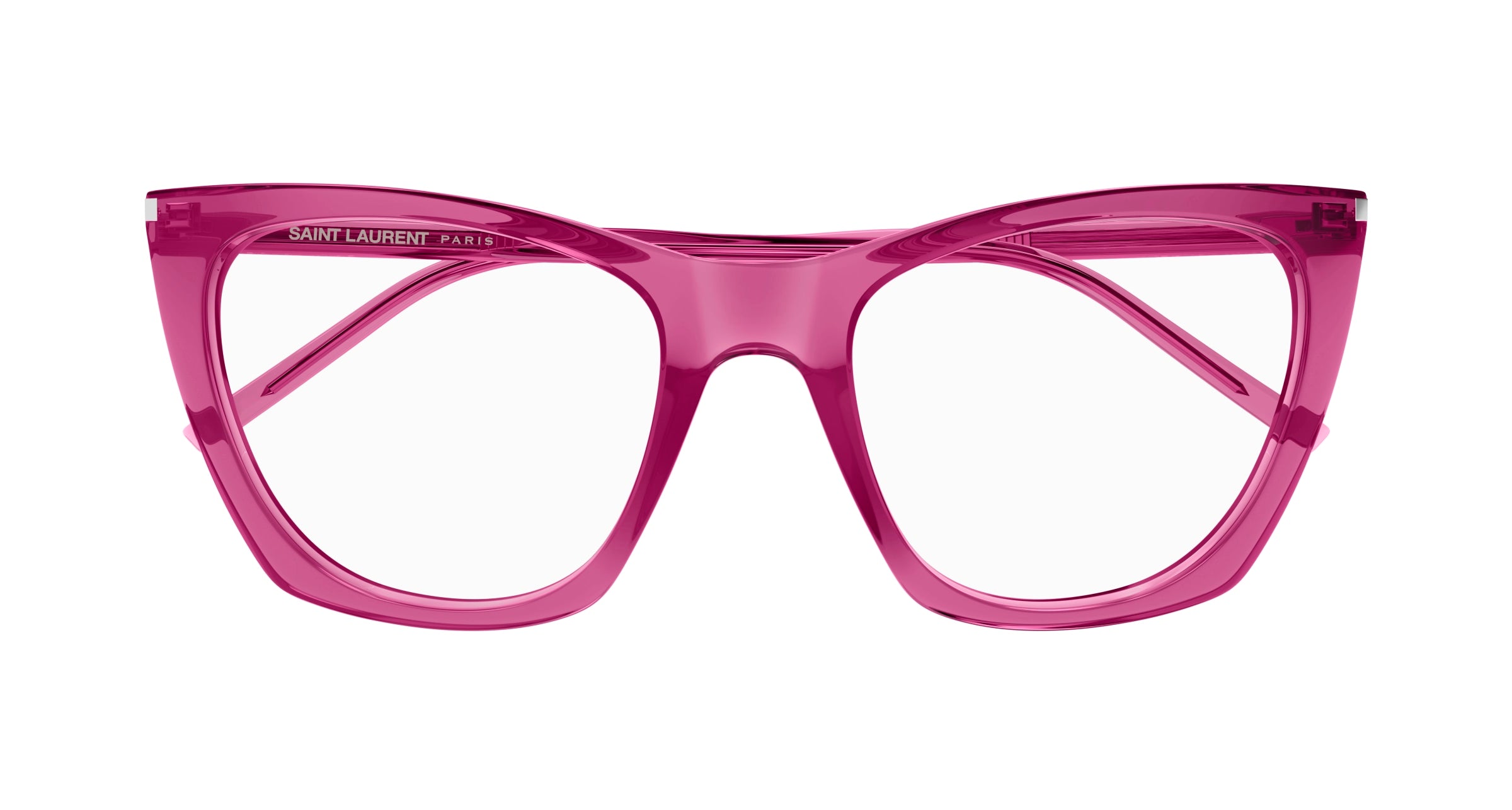 SAINT LAURENT Woman SAINT LAURENT SL 214 KATE THIN OPT 005 Optical frames Acetate Pink Transparent Cat Eye ["Antiriflesso