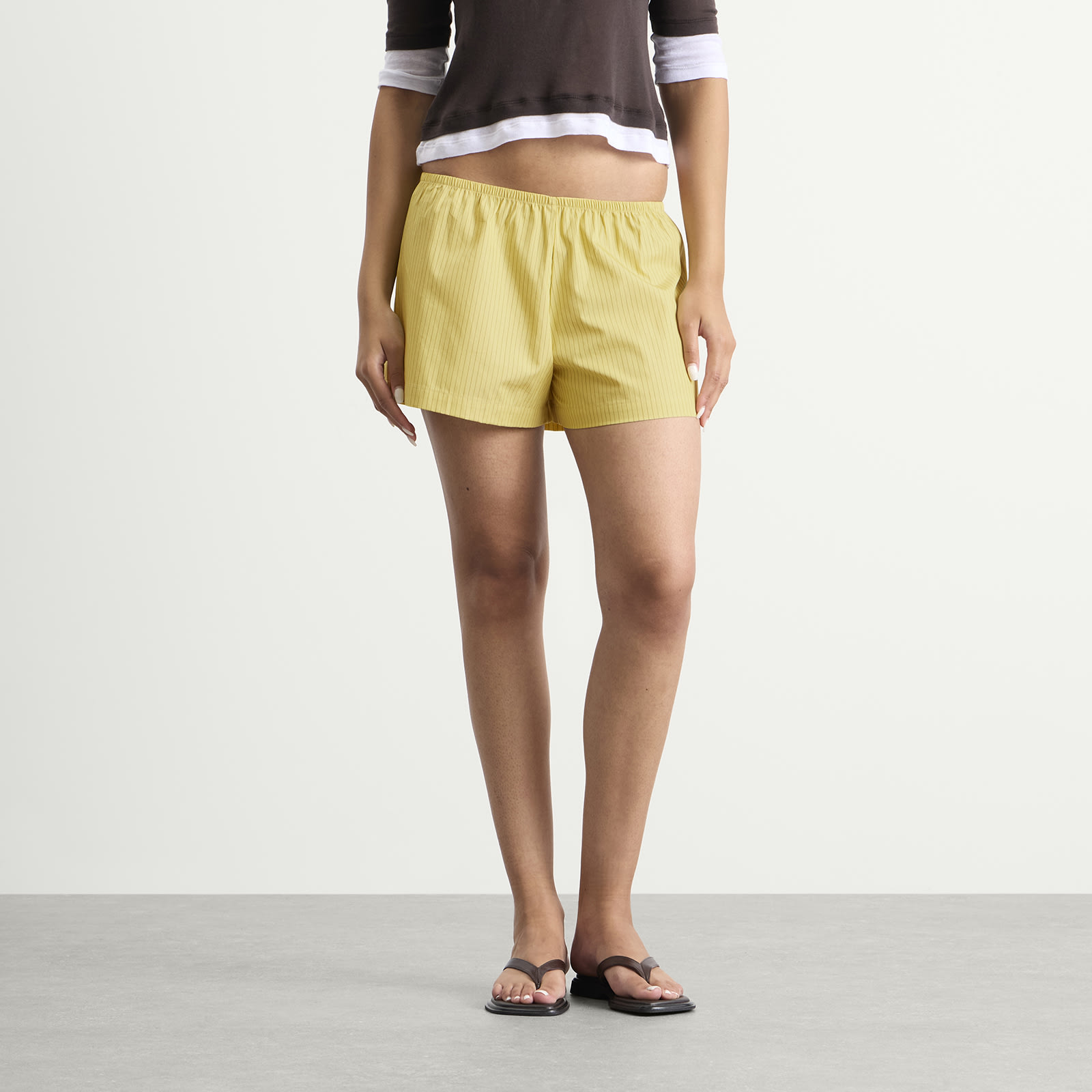 Women's Yoshi Summer Shorts in Lemon/Chocolate Stripe