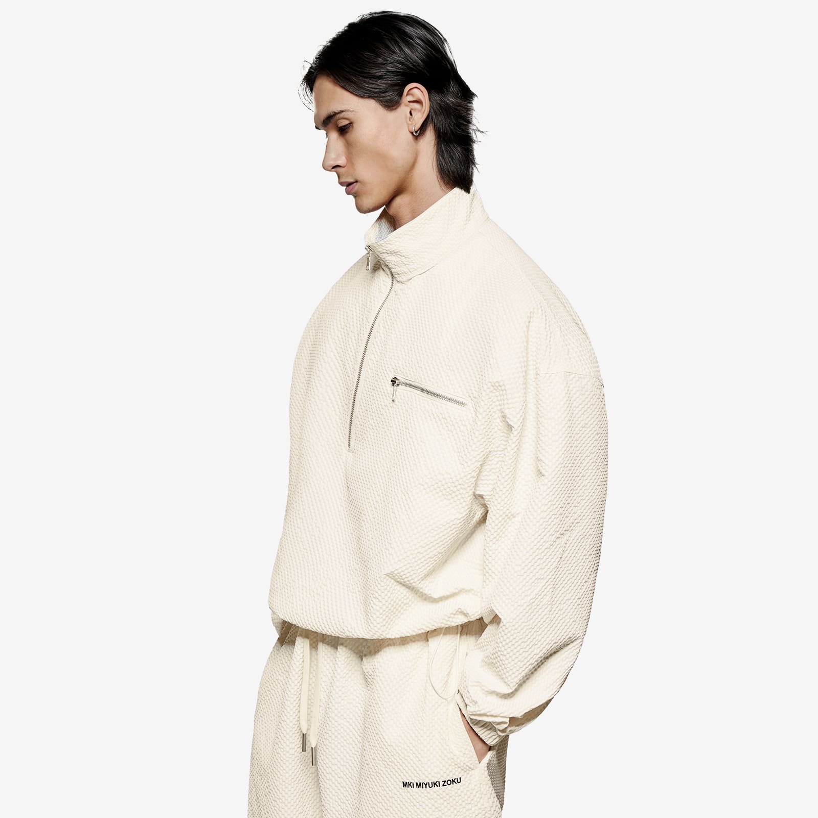 Men's Seersucker Quarter Zip Bone