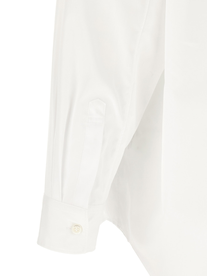 White Geometric Cut-out Shirt