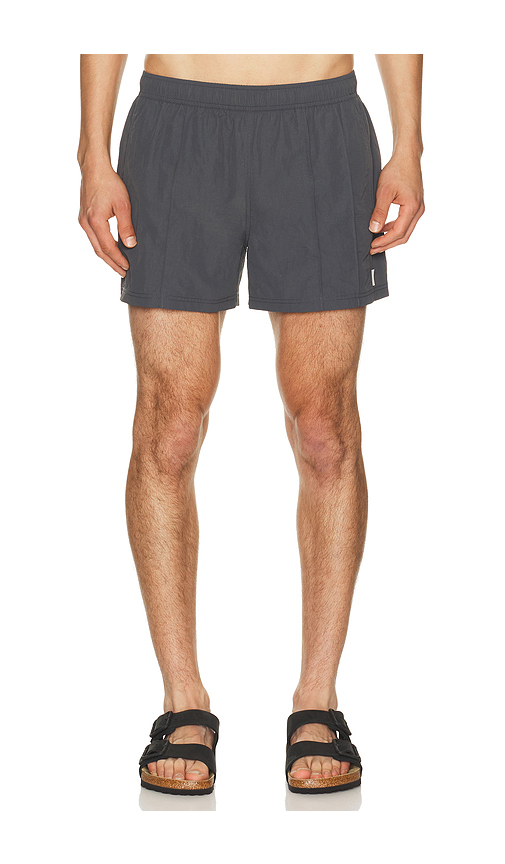 AUTO-REPLY 4 Vertical Pintuck Sebastian Swim Trunk in Vertical Granite - Grey. S also in M, L, XL/1X