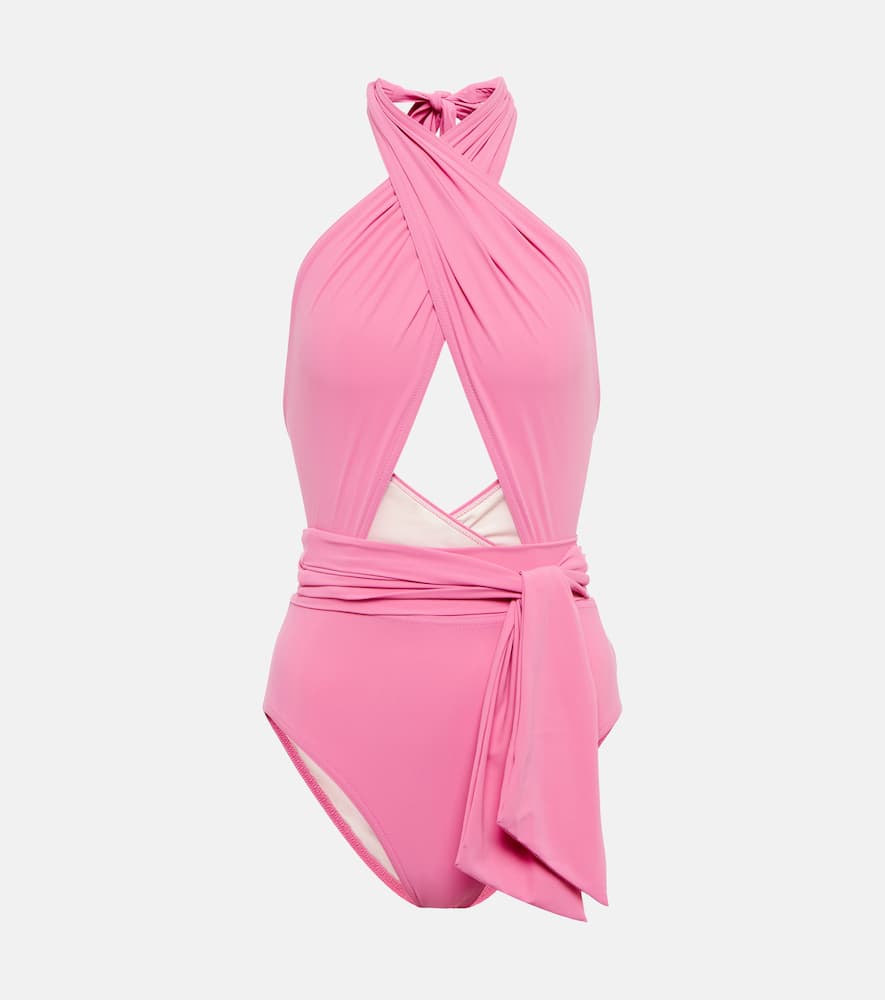 Cutout halterneck swimsuit