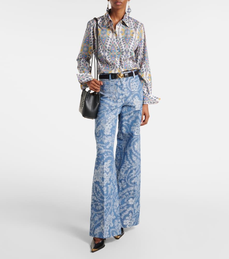 Printed cotton-blend shirt