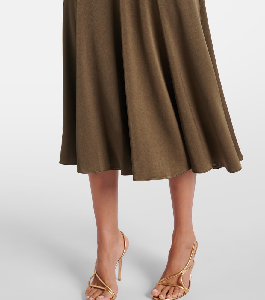 Gathered crêpe satin midi dress