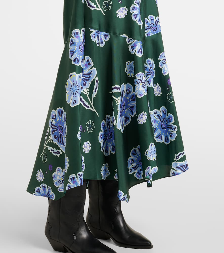 Big Garden floral silk twill midi dress