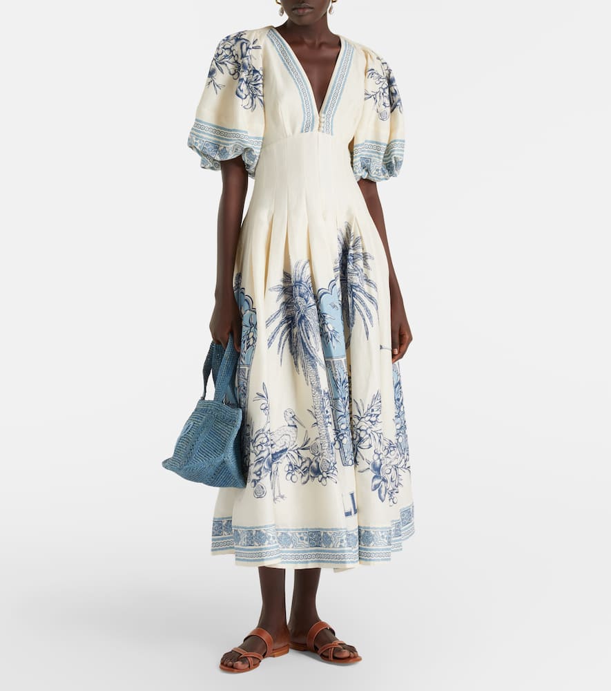 Alémais Villa Romantica linen-blend midi dress
