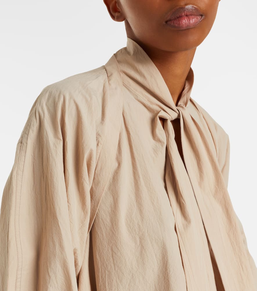 Tie-neck cotton crêpe blouse