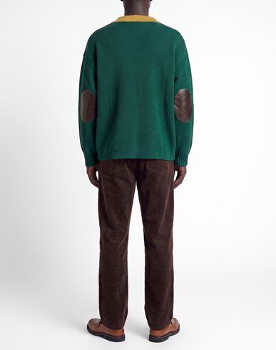 Index + Archives Man Cardigan Emerald green Size L Merino Wool, Acrylic
