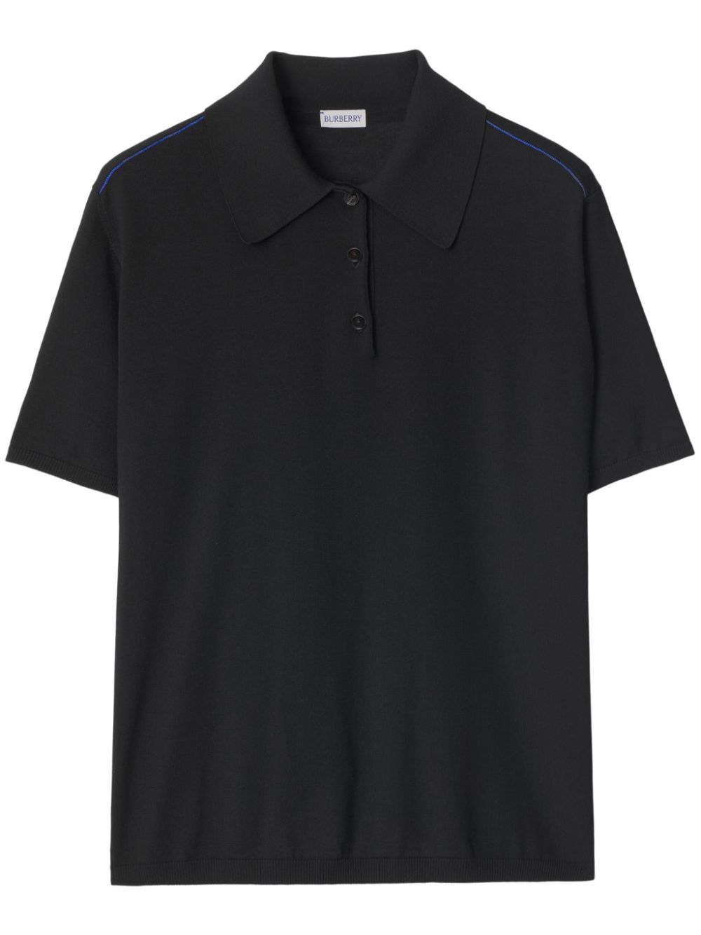 Short-sleeve wool polo shirt - Black