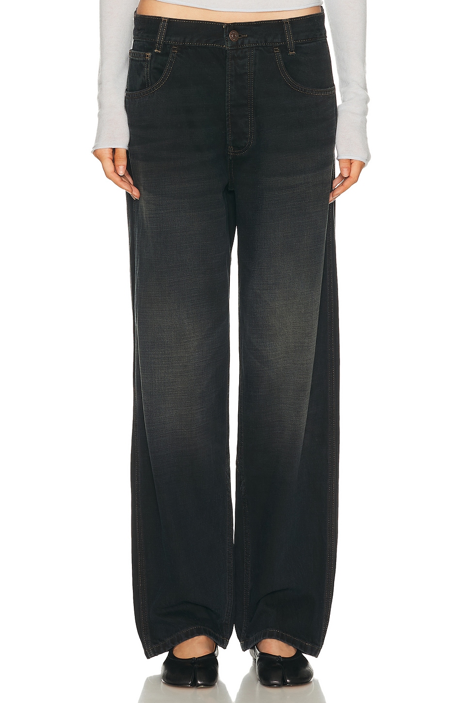 Aya Muse Buckle Back Baggy Leg in Vintage Black - Black. L also in XS