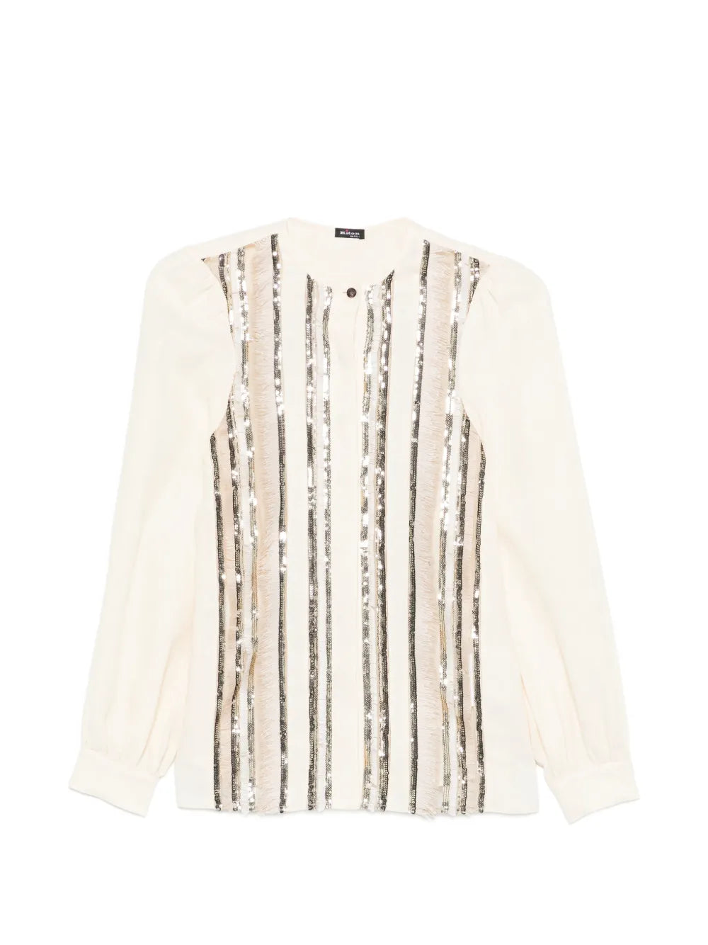 Sequin-Striped Blouse — Off-white