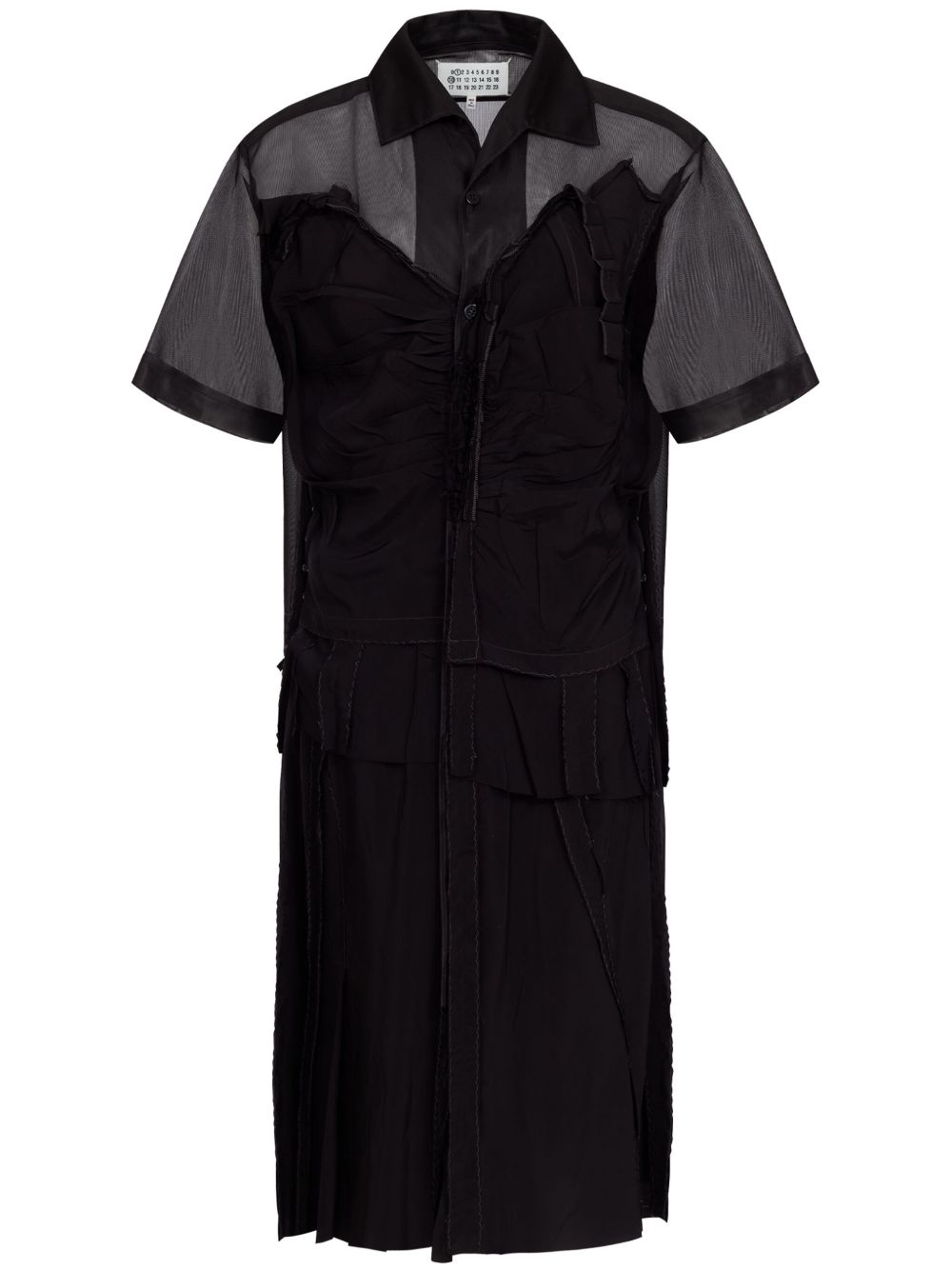 Layered Mesh Polo Dress — Black