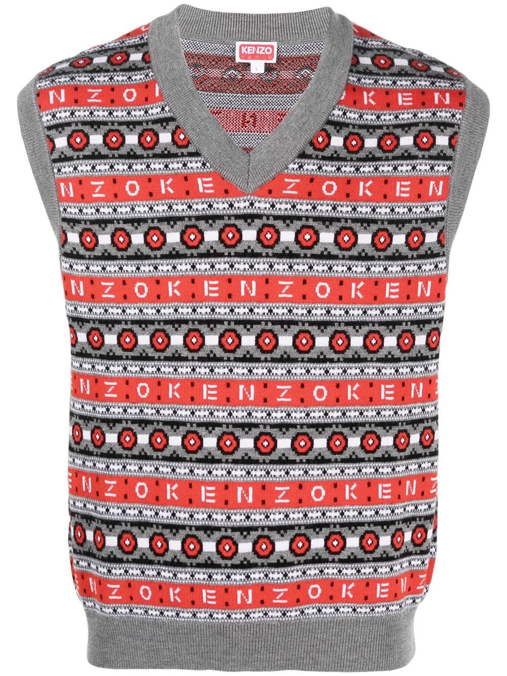 Intarsia-knit V-neck sleeveless jumper - Green