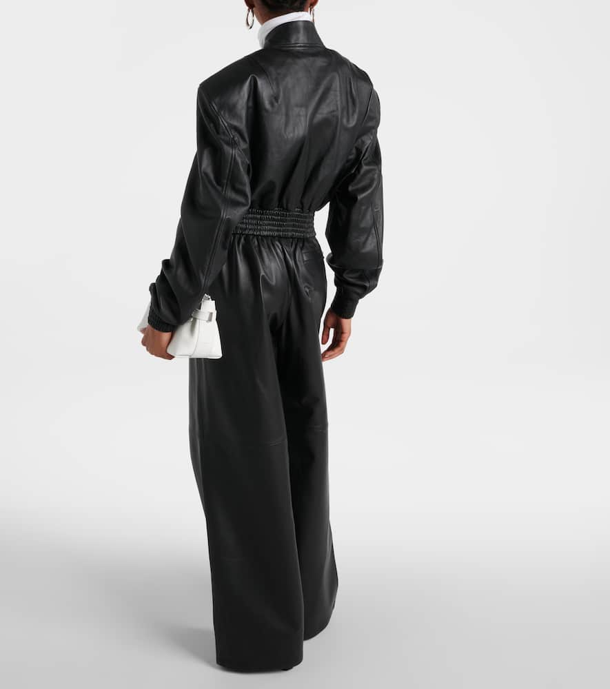 Wardrobe. NYC Cropped leather bomber jacket