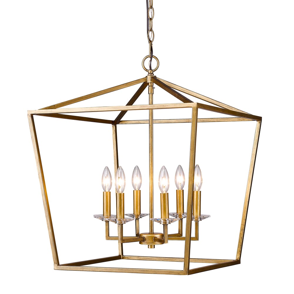 Antique Gold Six Light Foyer Pendant from the Kennedy Collection