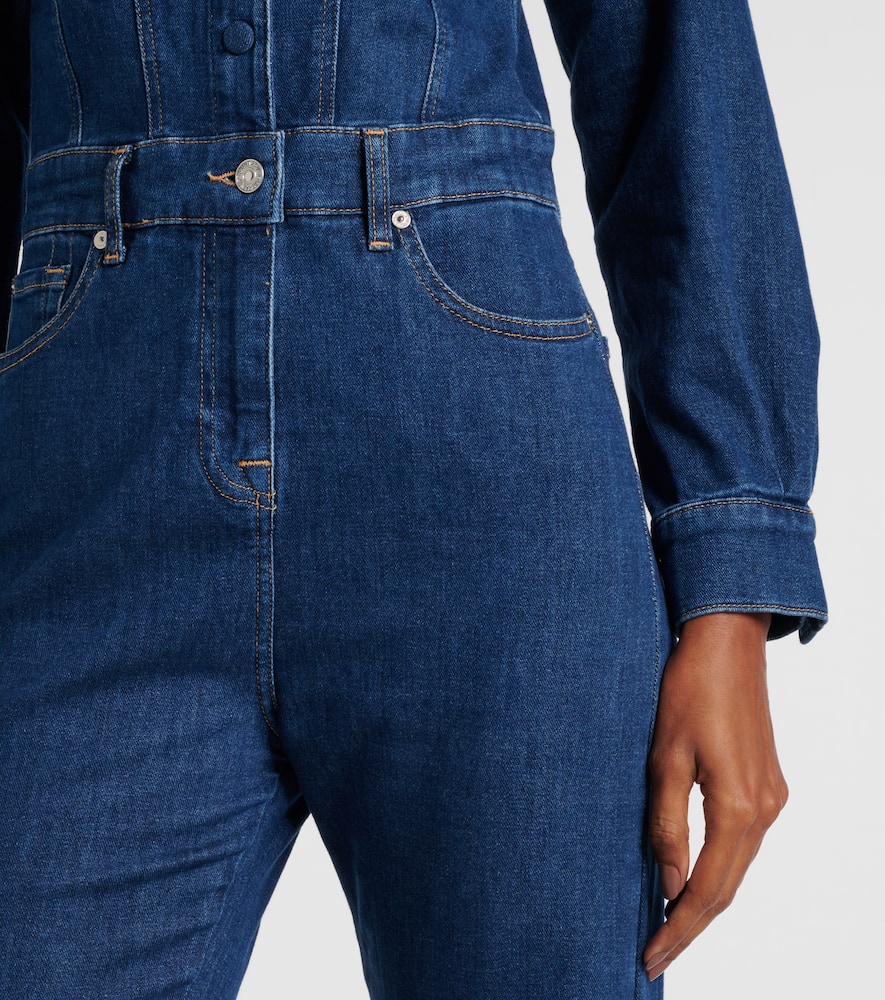 Flared denim jumpsuit