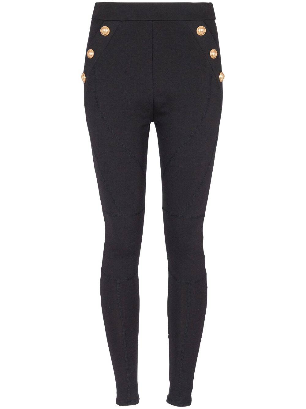Button-embellished knitted leggings - Black
