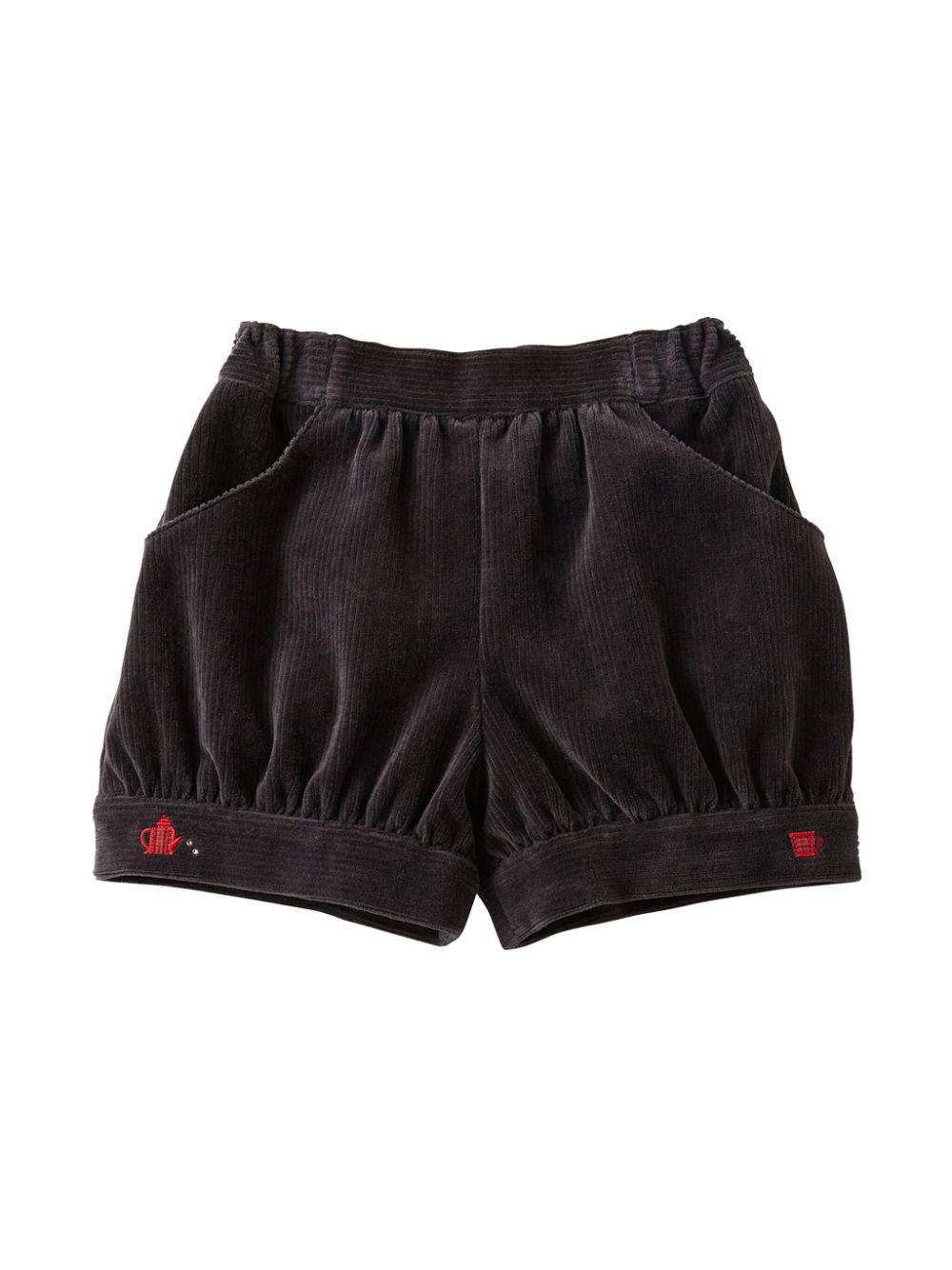 Logo-embroidered corduroy shorts - Grey