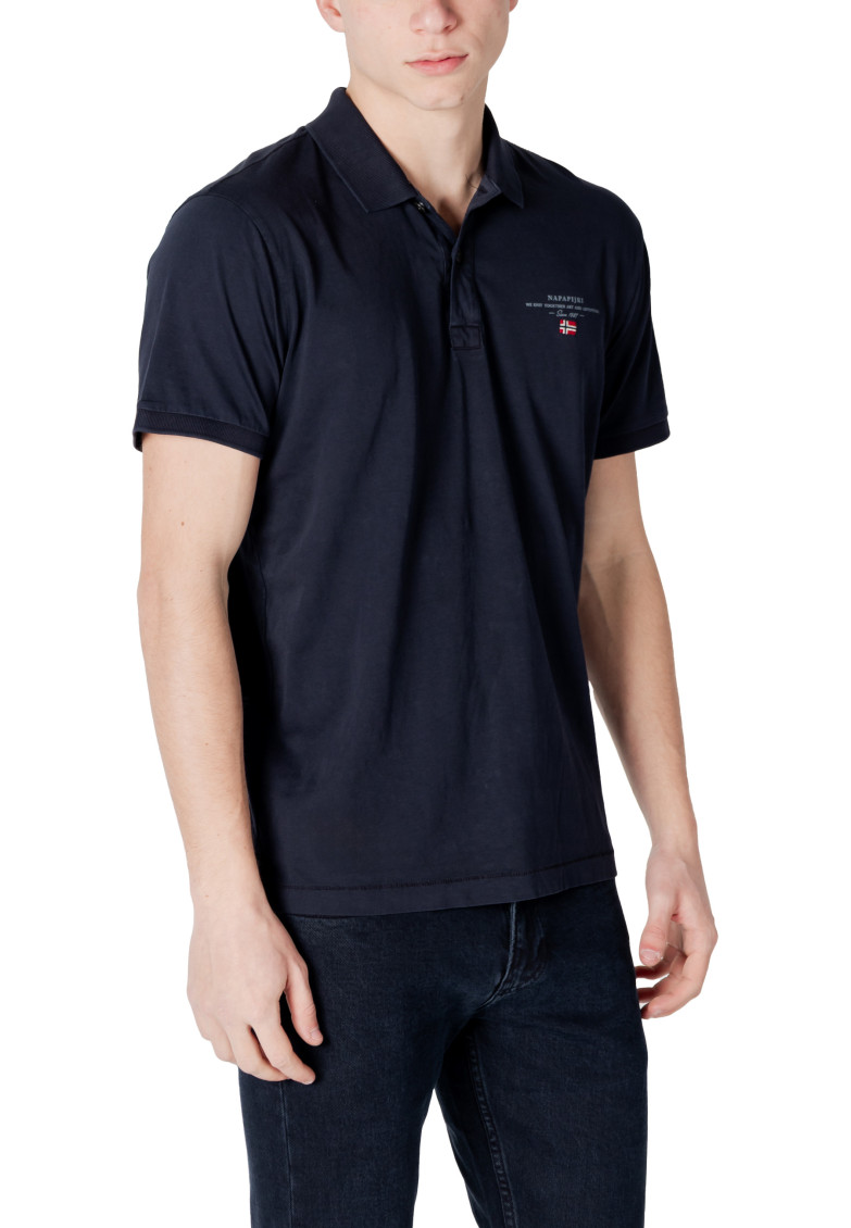 Dark Blue Solid Shirt Collar Polo
