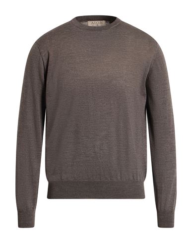 Man Sweater Taupe Size 38 Virgin Wool