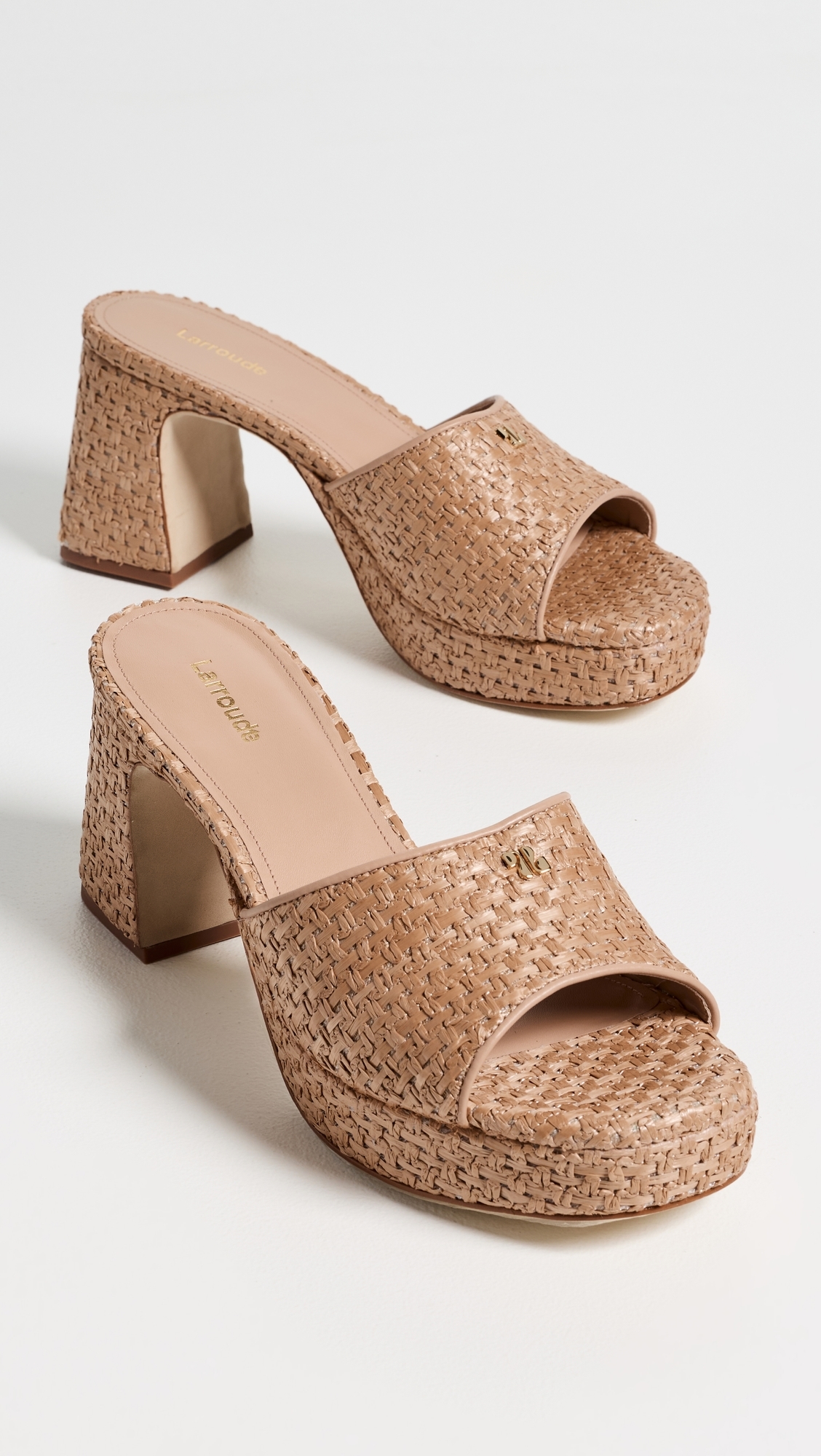 Dolly Low Mules Natural and Beige Raffia