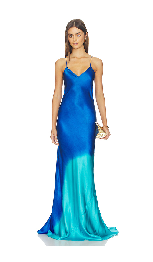 Alejandra Alonso Rojas Bias Slip Gown in Fuschia Degrade - Pink. 4 also in
