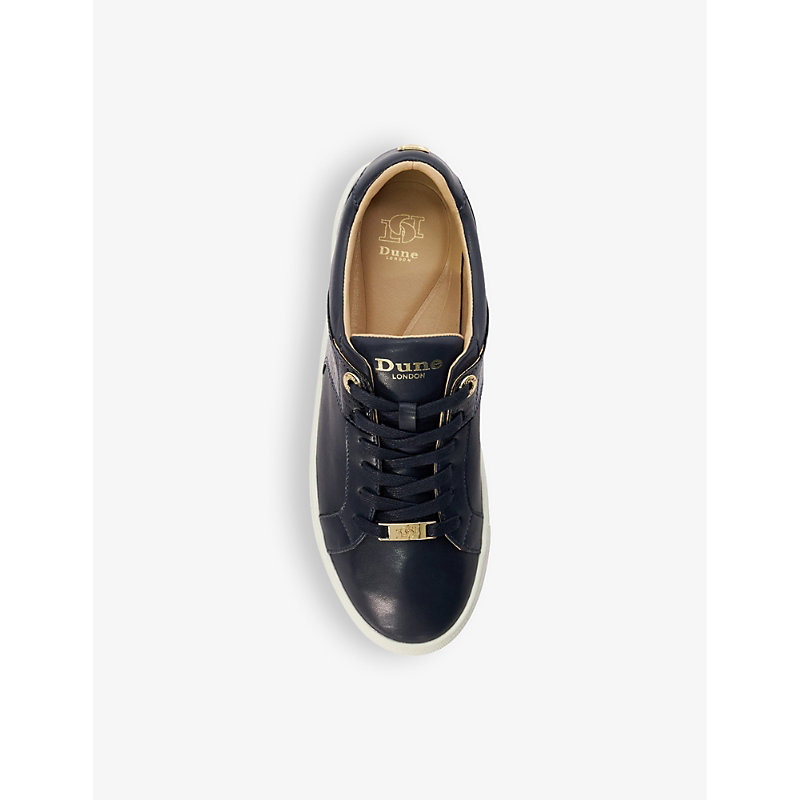 Womens Navy-synthetic Elodiie Faux-leather Low-top Trainers