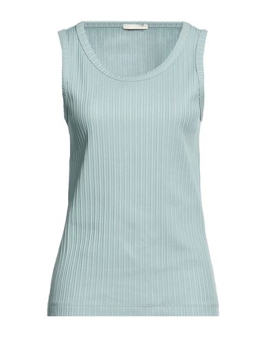 Woman Tank top Sage green Size M Cotton, Elastane
