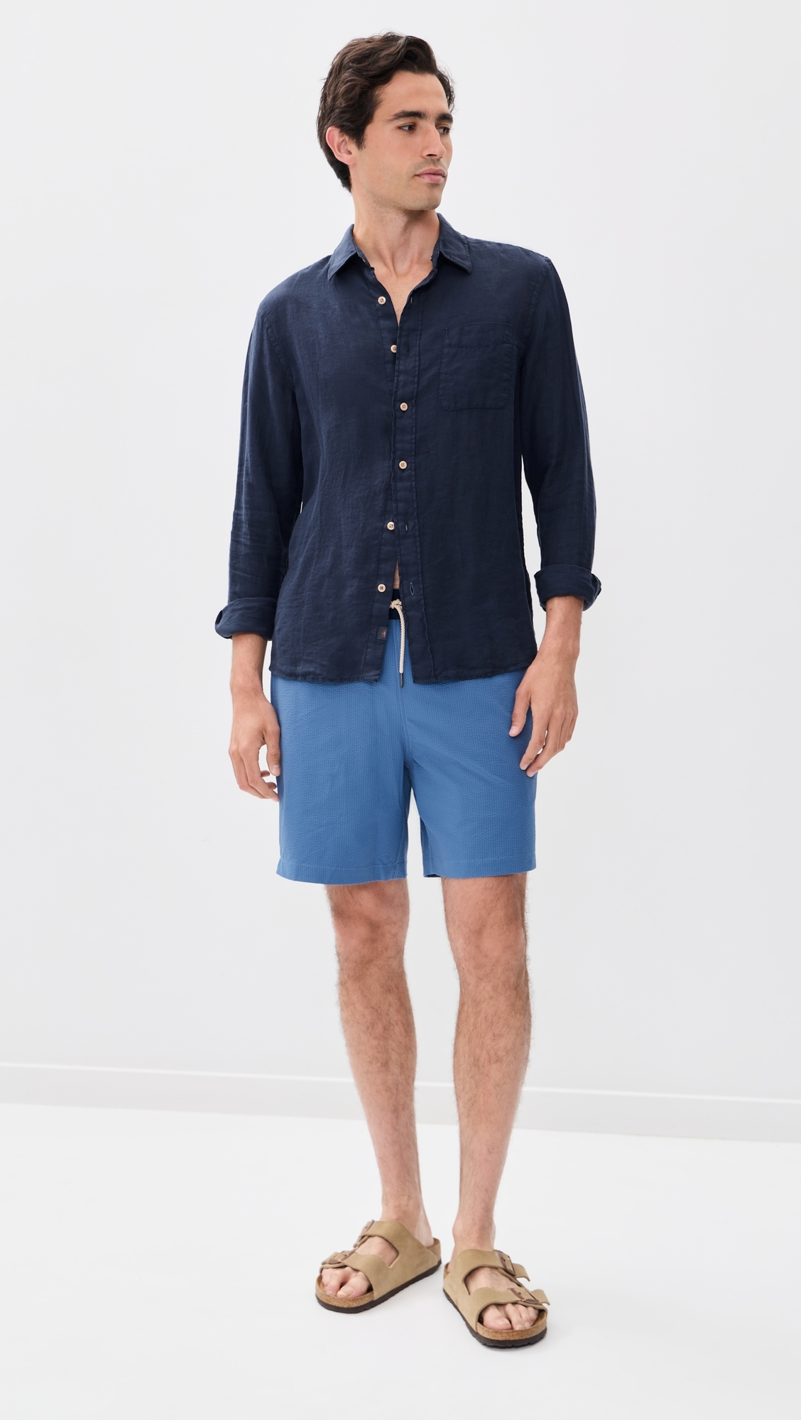 Bayberry Swim Trunks 7 Seersucker Ocean Blue