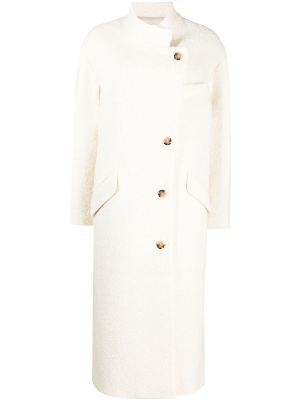 Fine-check single-breasted coat - Black