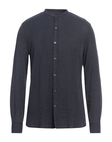 Patrizio Piscaglia Man Shirt Navy Size 16 Viscose, Polyamide
