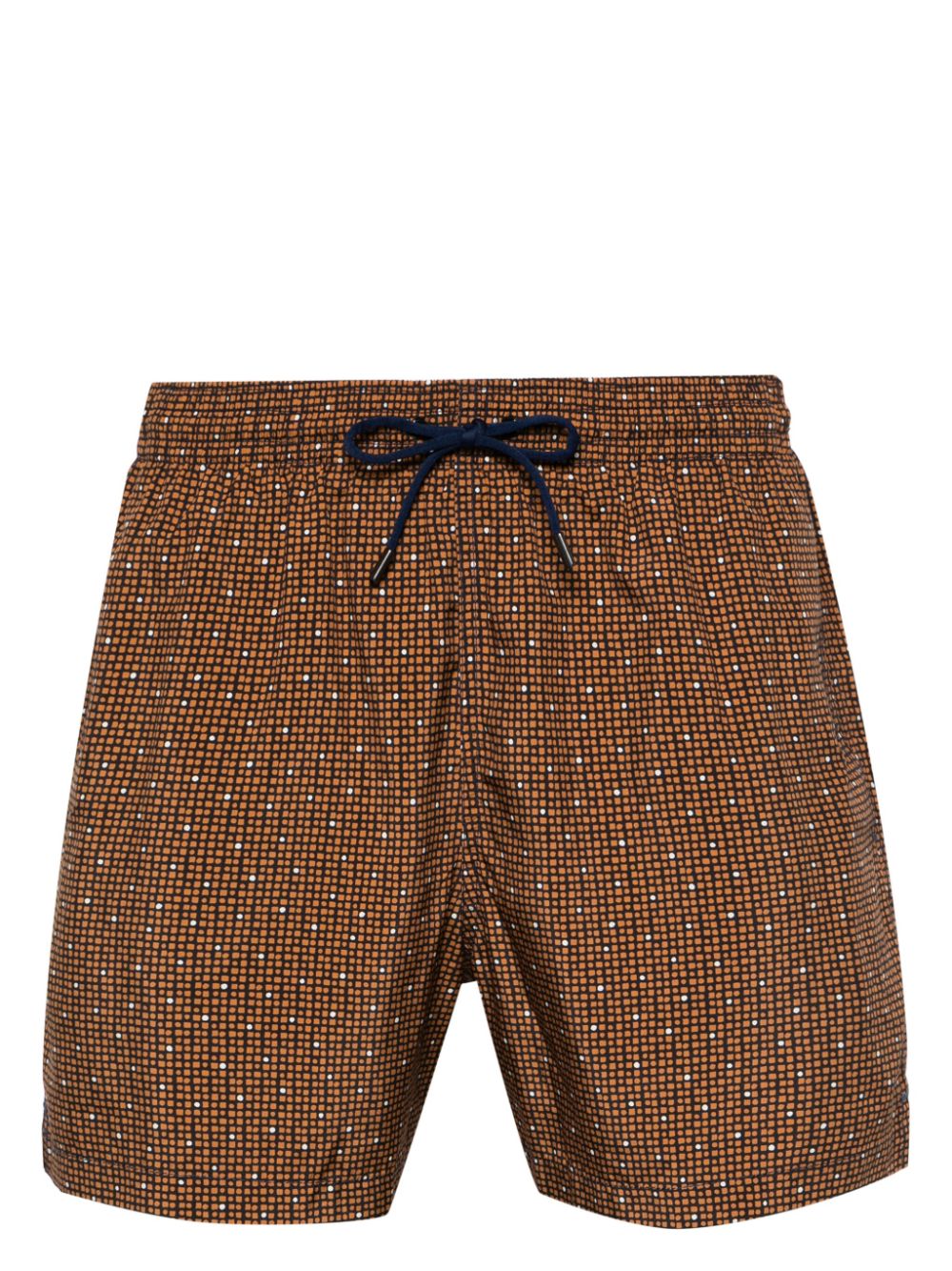 Geometric-pattern swim shorts - Brown