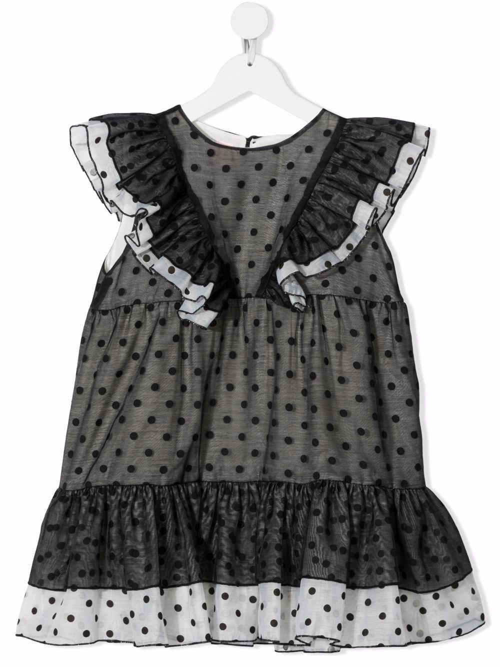Polka dot-print ruffled dress - White