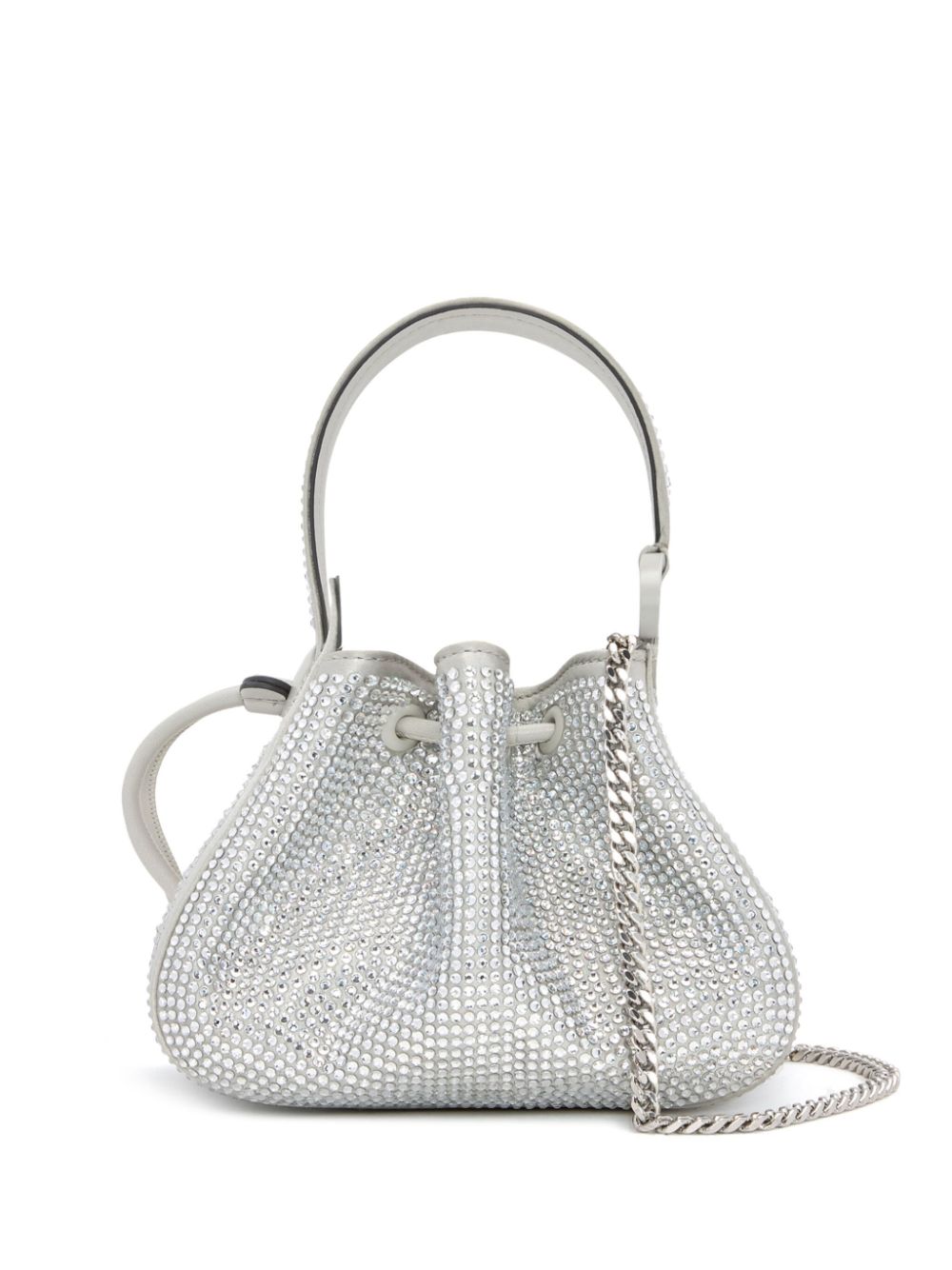Nano O Handle crystal-pavé bag - Grey