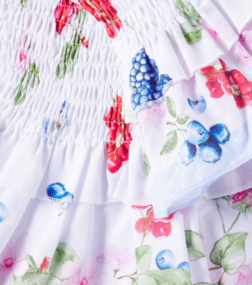 Floral ruffled cotton top and skirt set