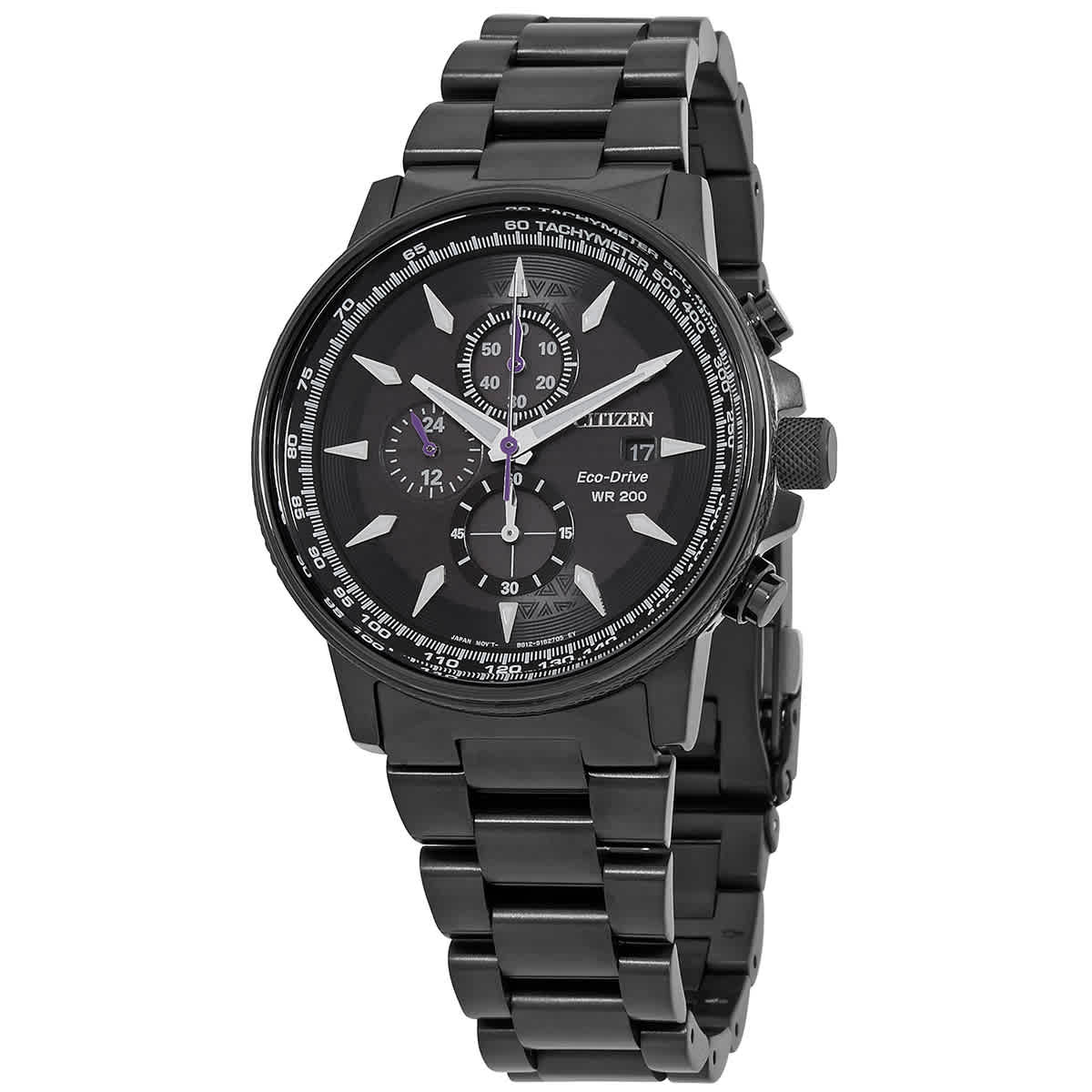 Eco-Drive Marvel Black Panther Chronograph Black Dial Mens Watch CA0297