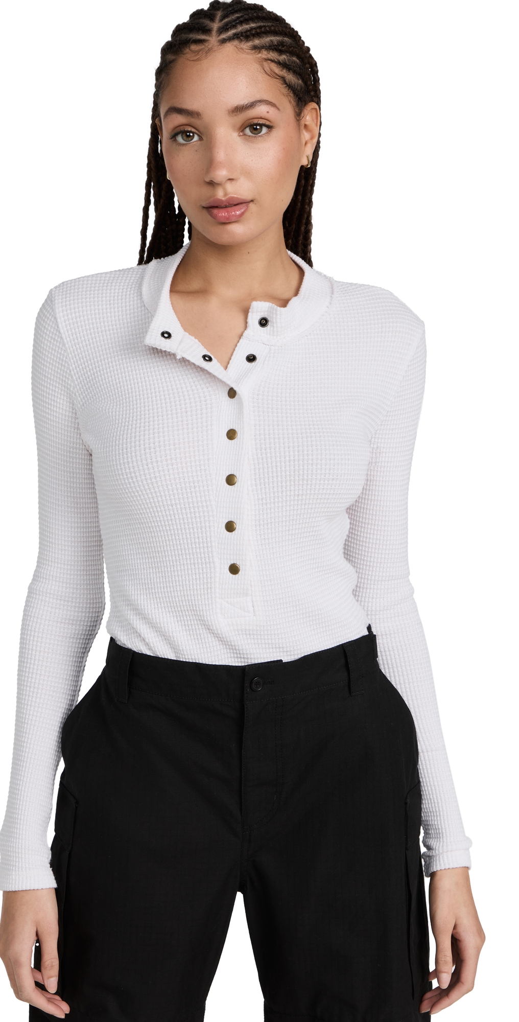 Snap Henley Top Ivory