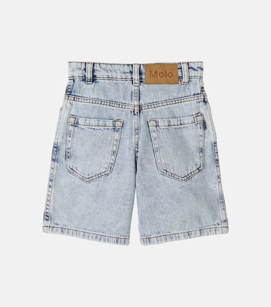 Art faded denim shorts