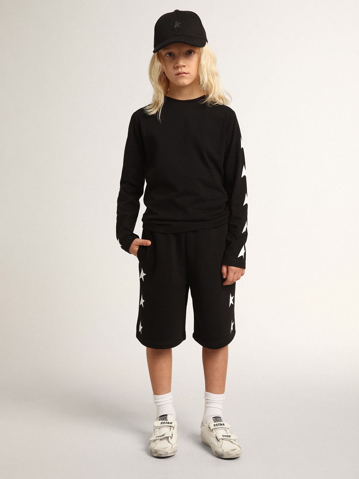 Golden Goose - Boys’ Black Bermuda Shorts With White Star