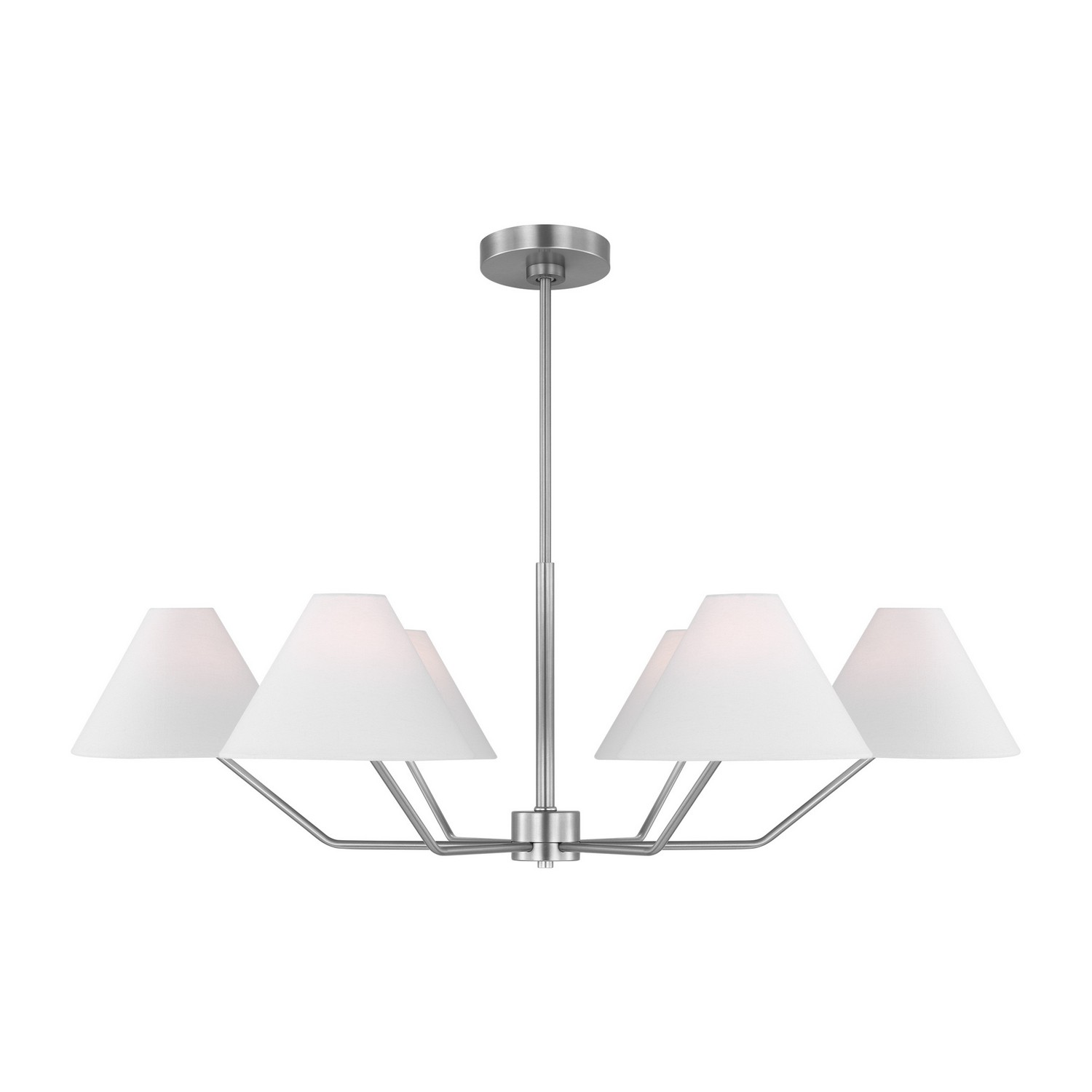 Brushed Steel Six Light Chandelier from the Burke Collection