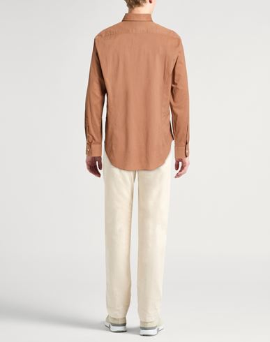 Man Shirt Light brown Size 17 Cotton, Elastane