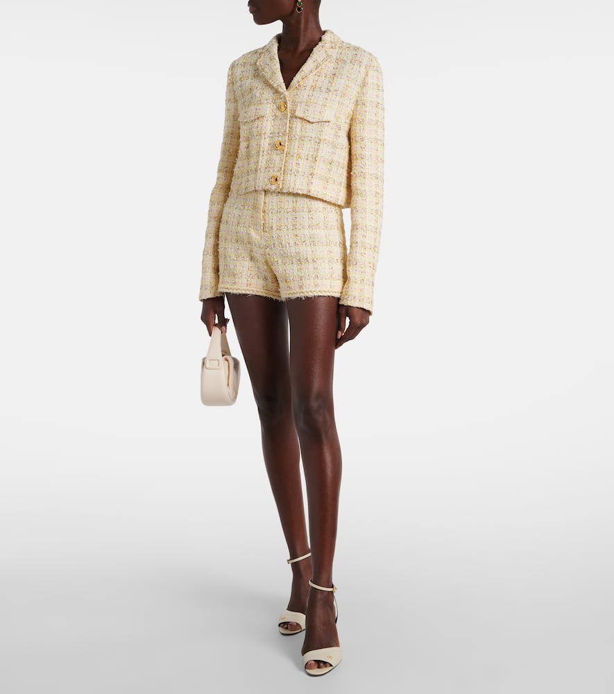 Checked cotton-blend shorts
