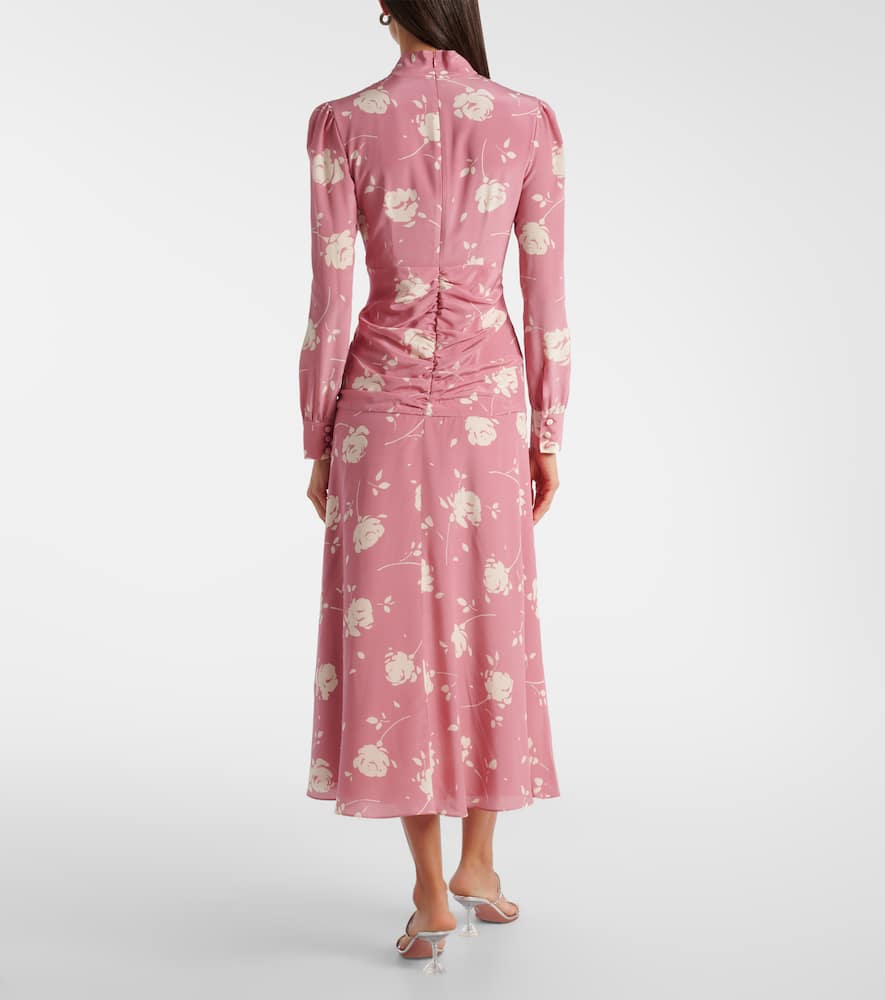 Bow-detail floral silk midi dress