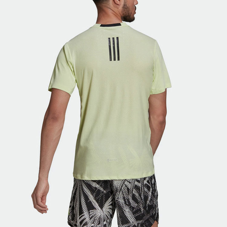 Men's Solid Color Logo Printing Round Neck Short Sleeve Green T-Shirt