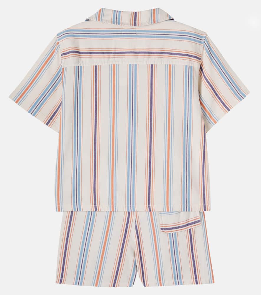 Iro striped cotton bowling shirt and shorts set