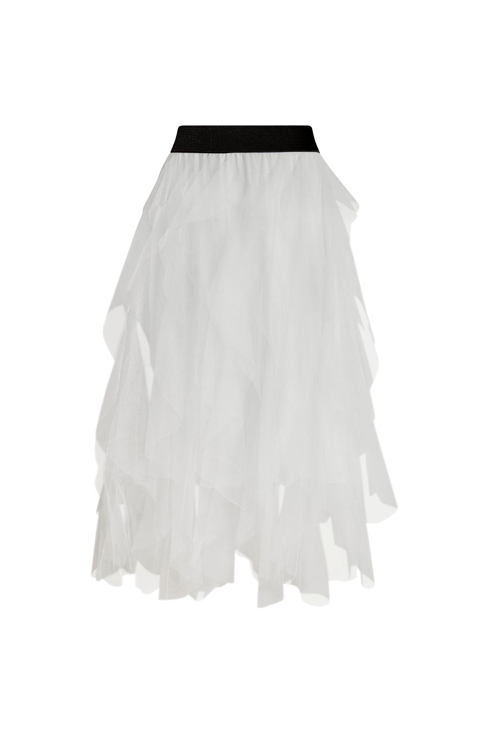 James Lakeland Women's White Tulle Ruffle Midi Skirt