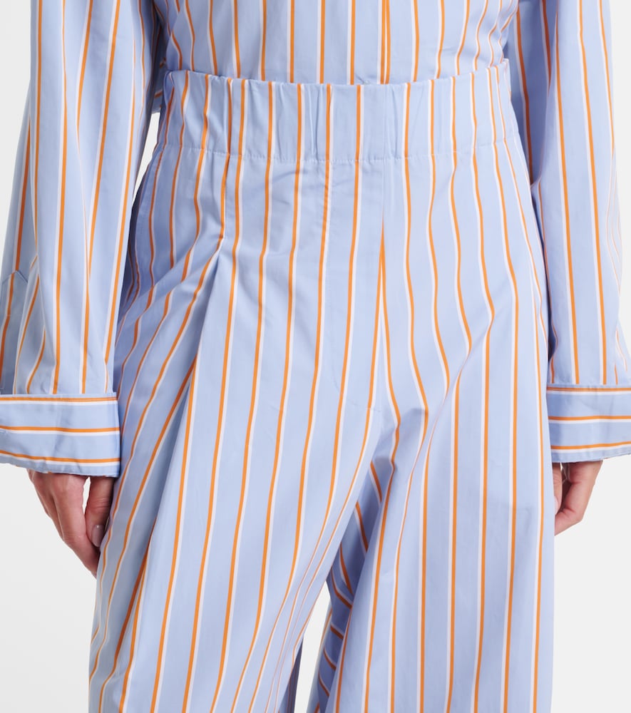 Striped cotton wide-leg pants