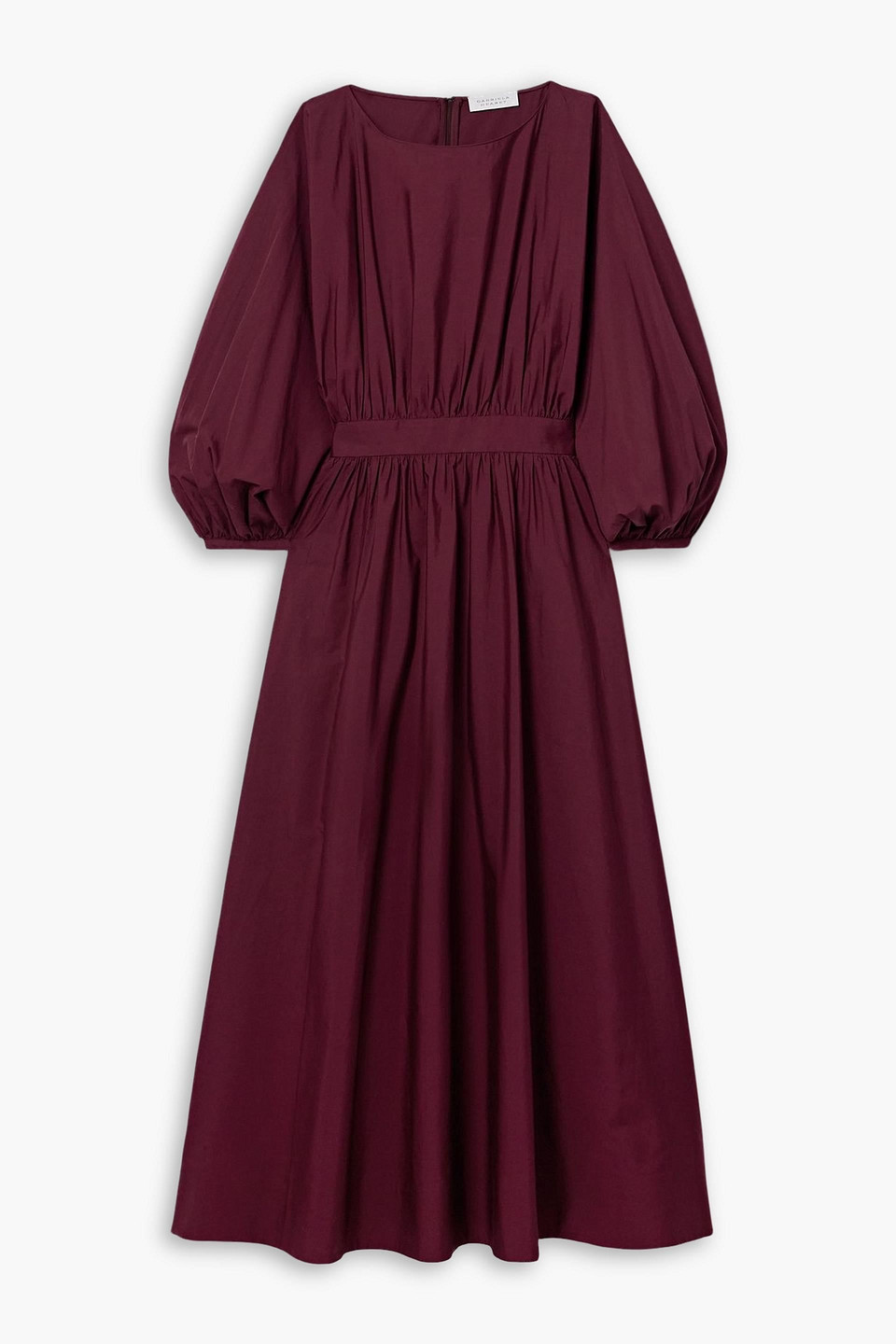 Ahmose gathered cotton-poplin midi dress - Burgundy - IT 40