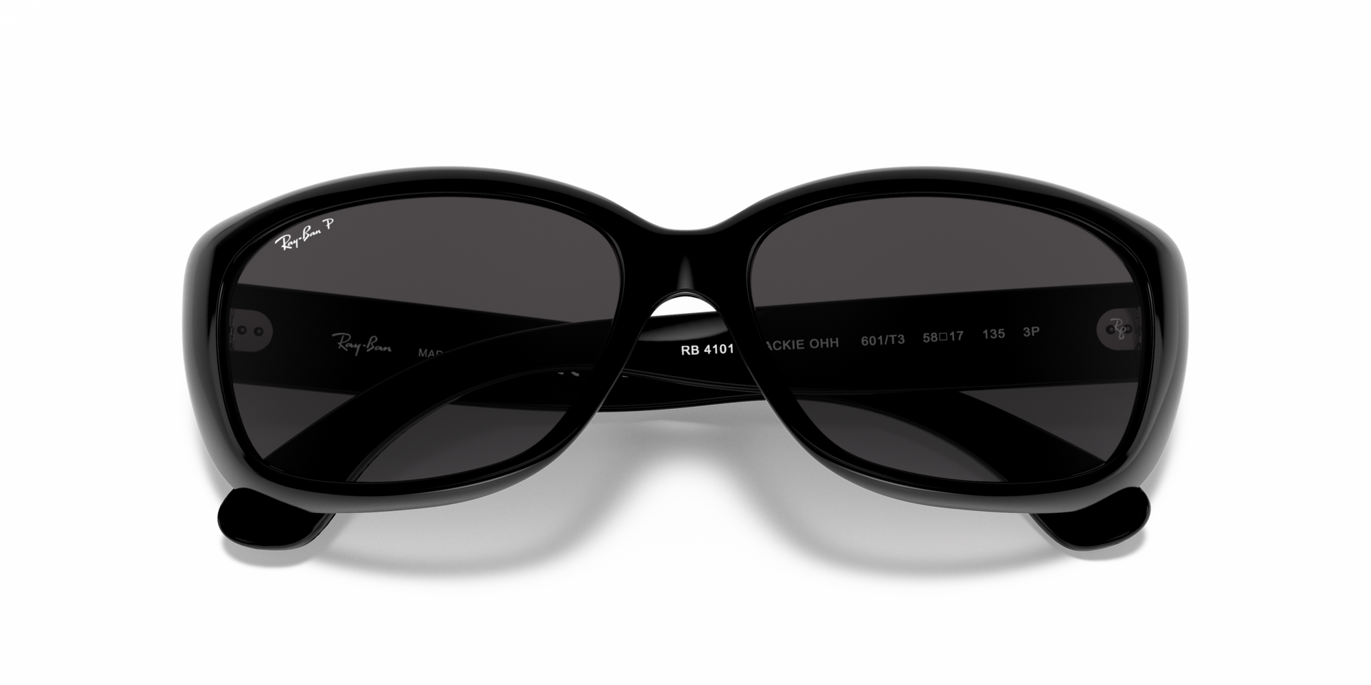 Ray - Ban Woman Ray - Ban RB4101 JACKIE OHH 601/T3 Sunglasses Injected Black Grey Butterfly Polarized